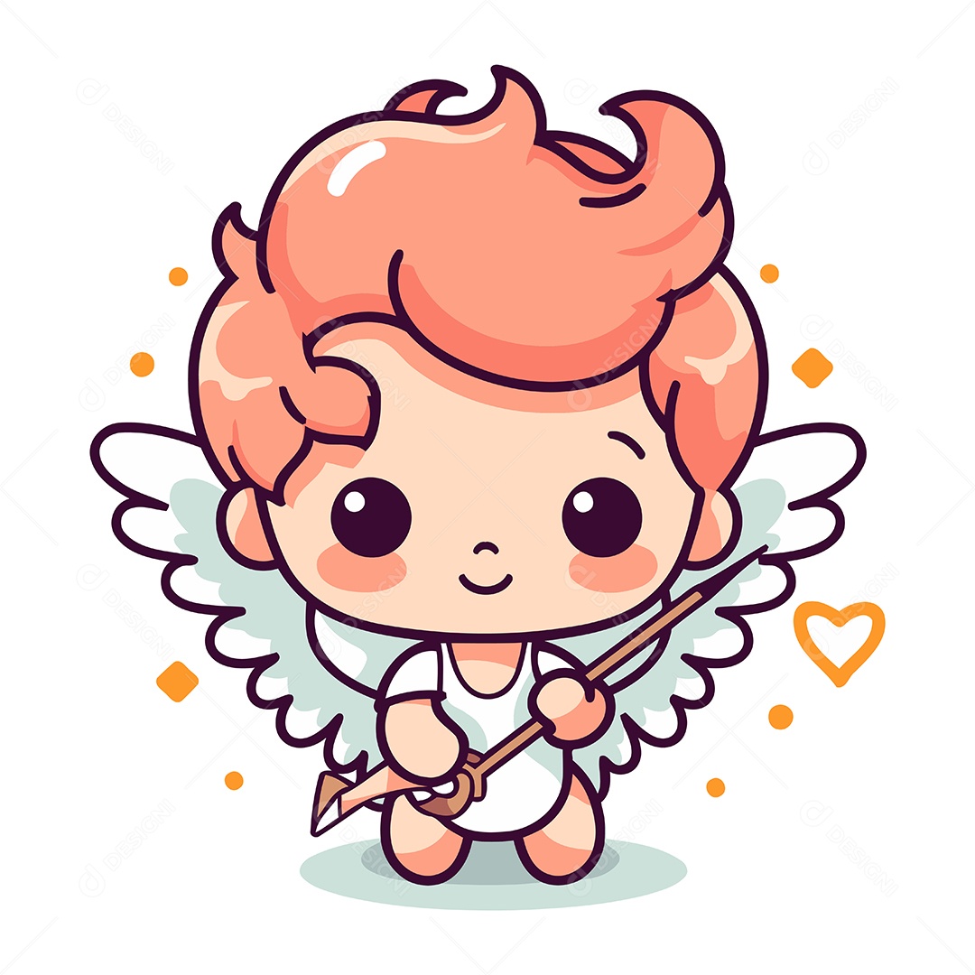 Cupido Bonitinho de Desenho Animado Ilustração Vetor EPS