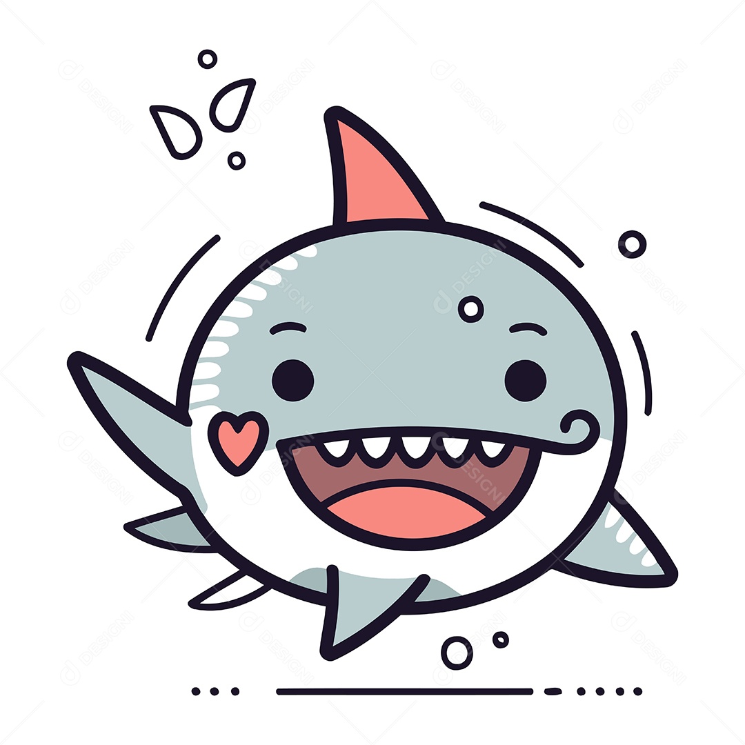 Tubarão de Desenho Animado Ilustração Vetor EPS