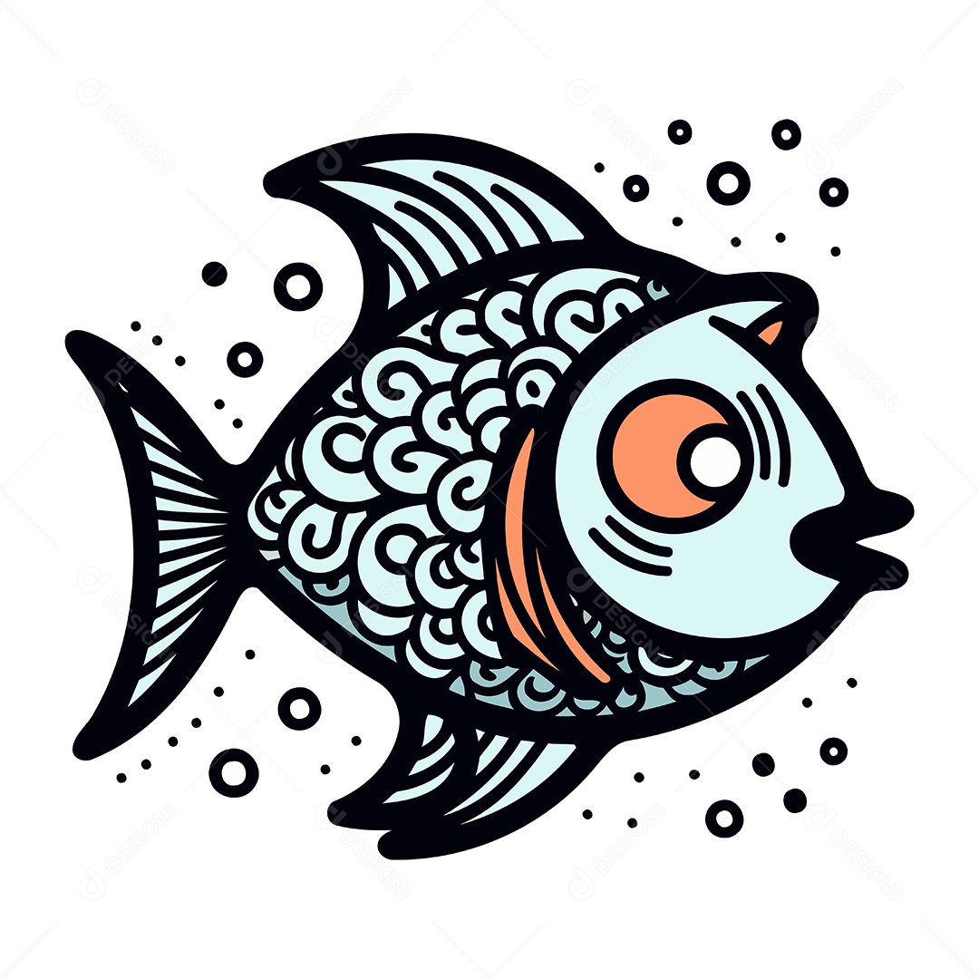 Peixe de Desenho Animado Ilustração Vetor EPS