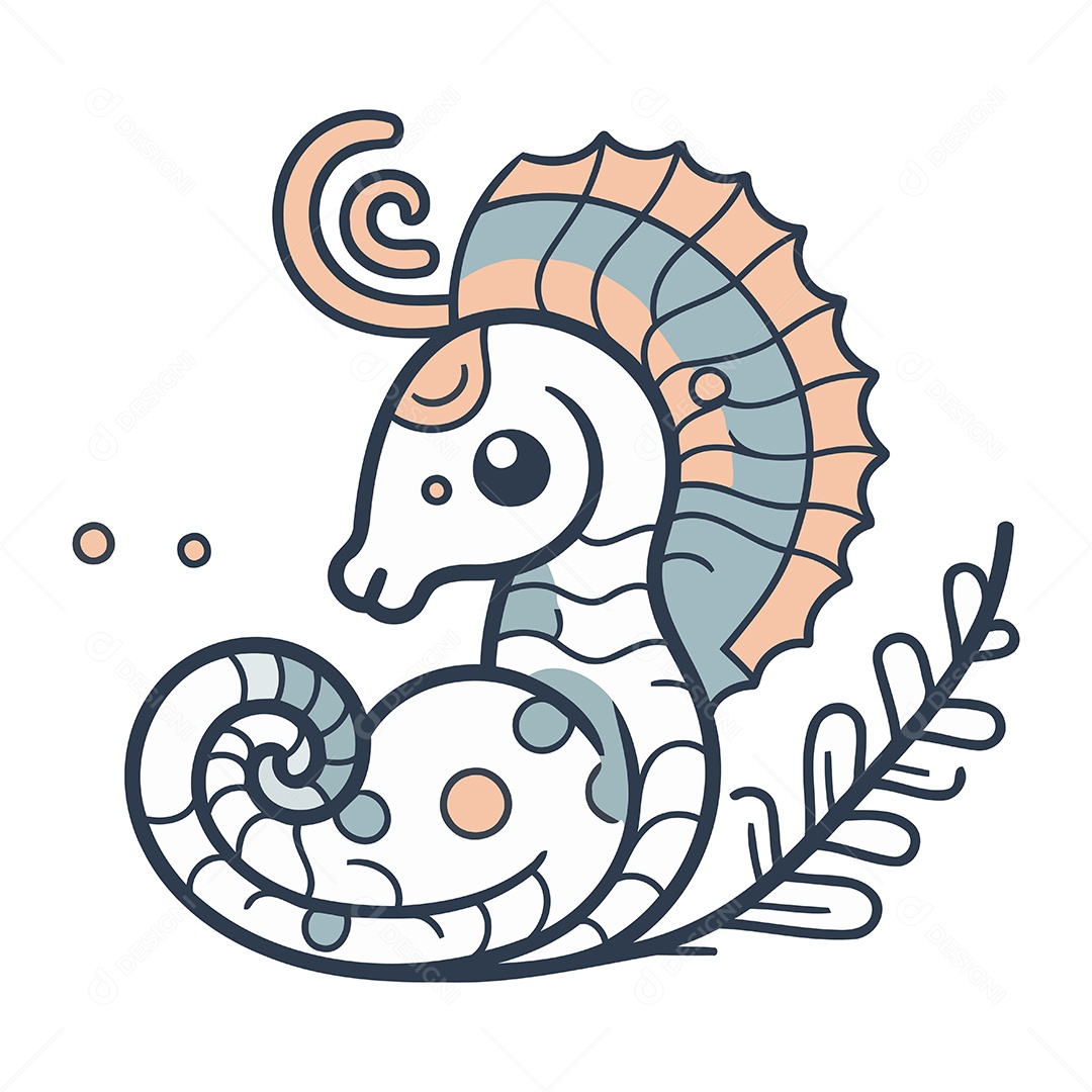 Cavalo Marinho de Desenho Animado Ilustração Vetor EPS