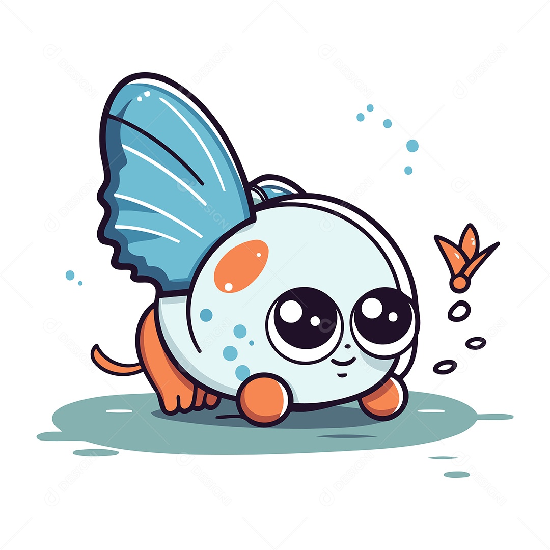 Borboleta Fofa de Desenho Animado Ilustração Vetor EPS