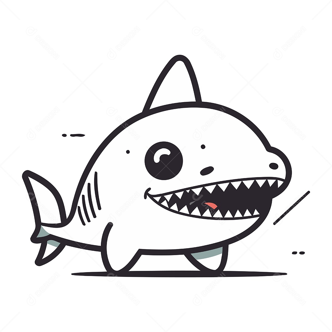 Tubarão de Desenho Animado Ilustração Vetor EPS
