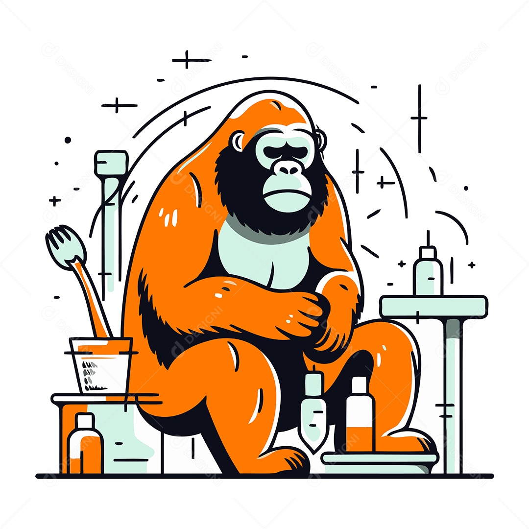 Gorila de Desenho Animado Ilustração Vetor EPS