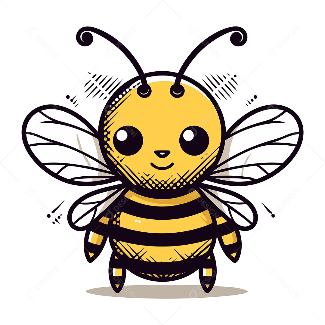 Abelha Fofa de Desenho Animado Ilustração Vetor EPS