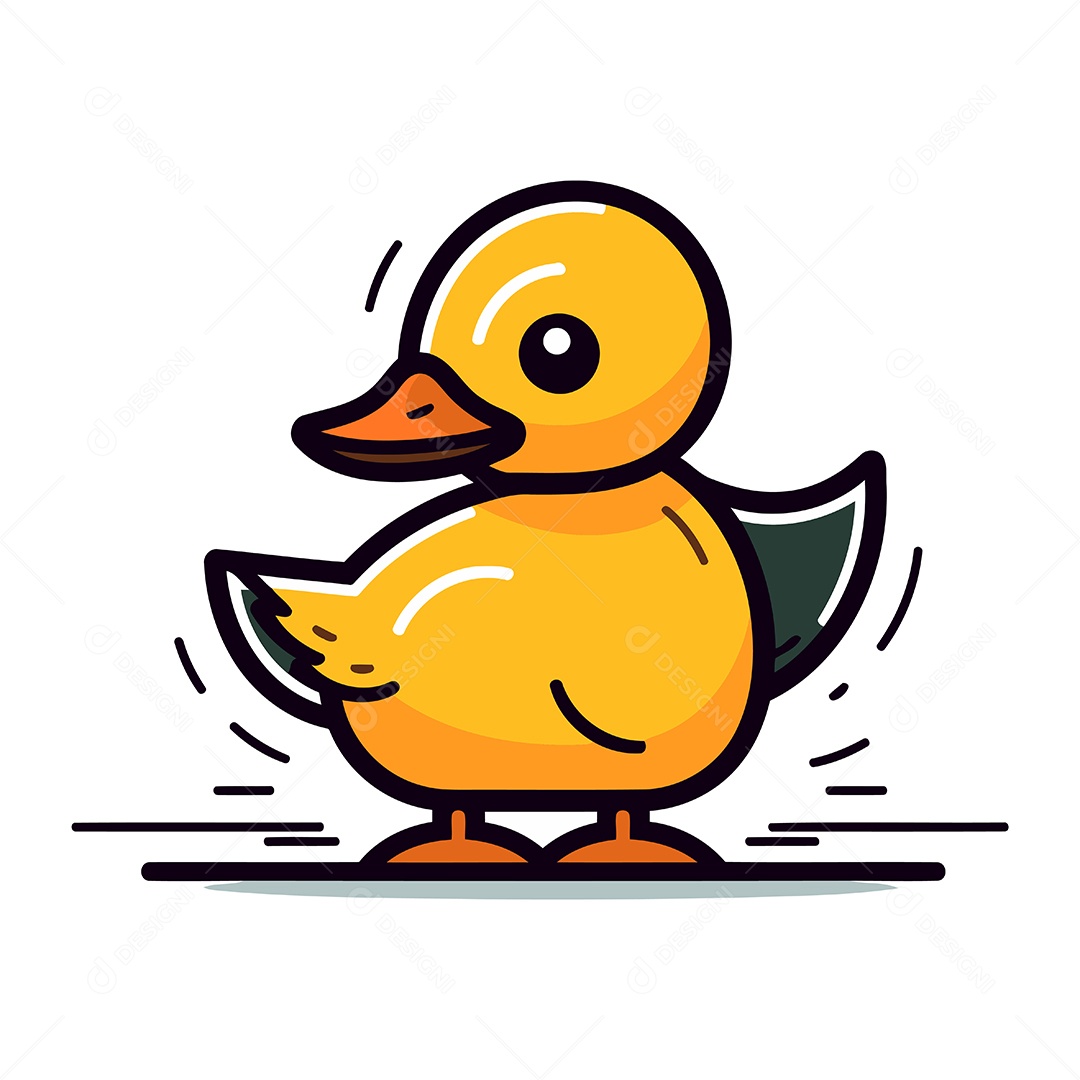 Pato Fofo de Desenho Animado Ilustração Vetor EPS