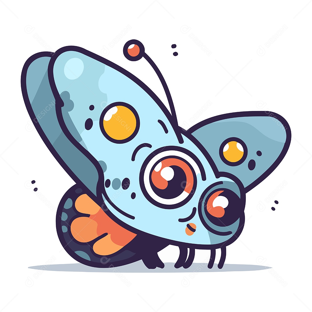 Borboleta de Desenho Animado Ilustração Vetor EPS