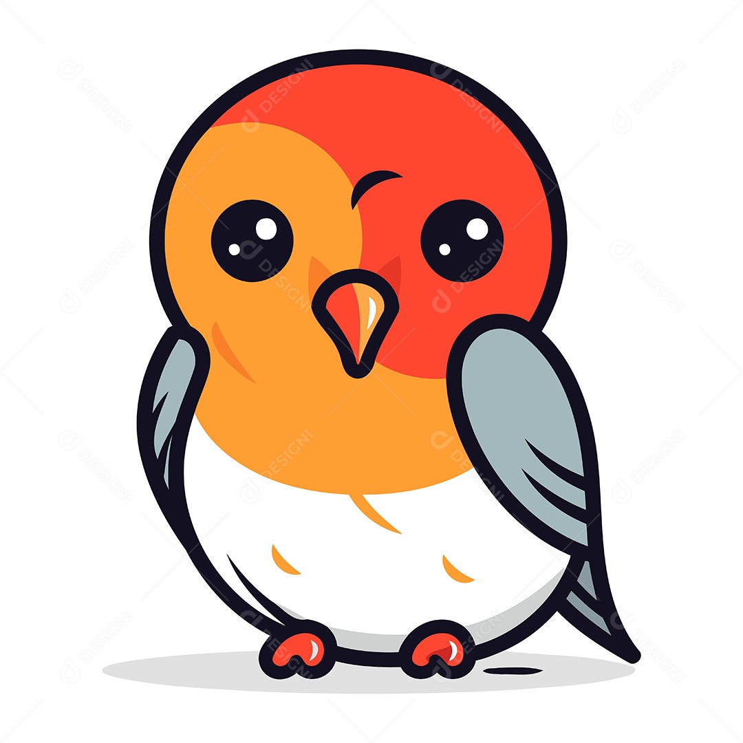 Passarinho Fofo de Desenho Animado Ilustração Vetor EPS