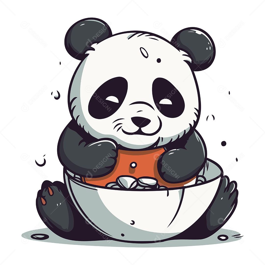 Urso Panda Fofo de Desenho Animado Ilustração Vetor EPS