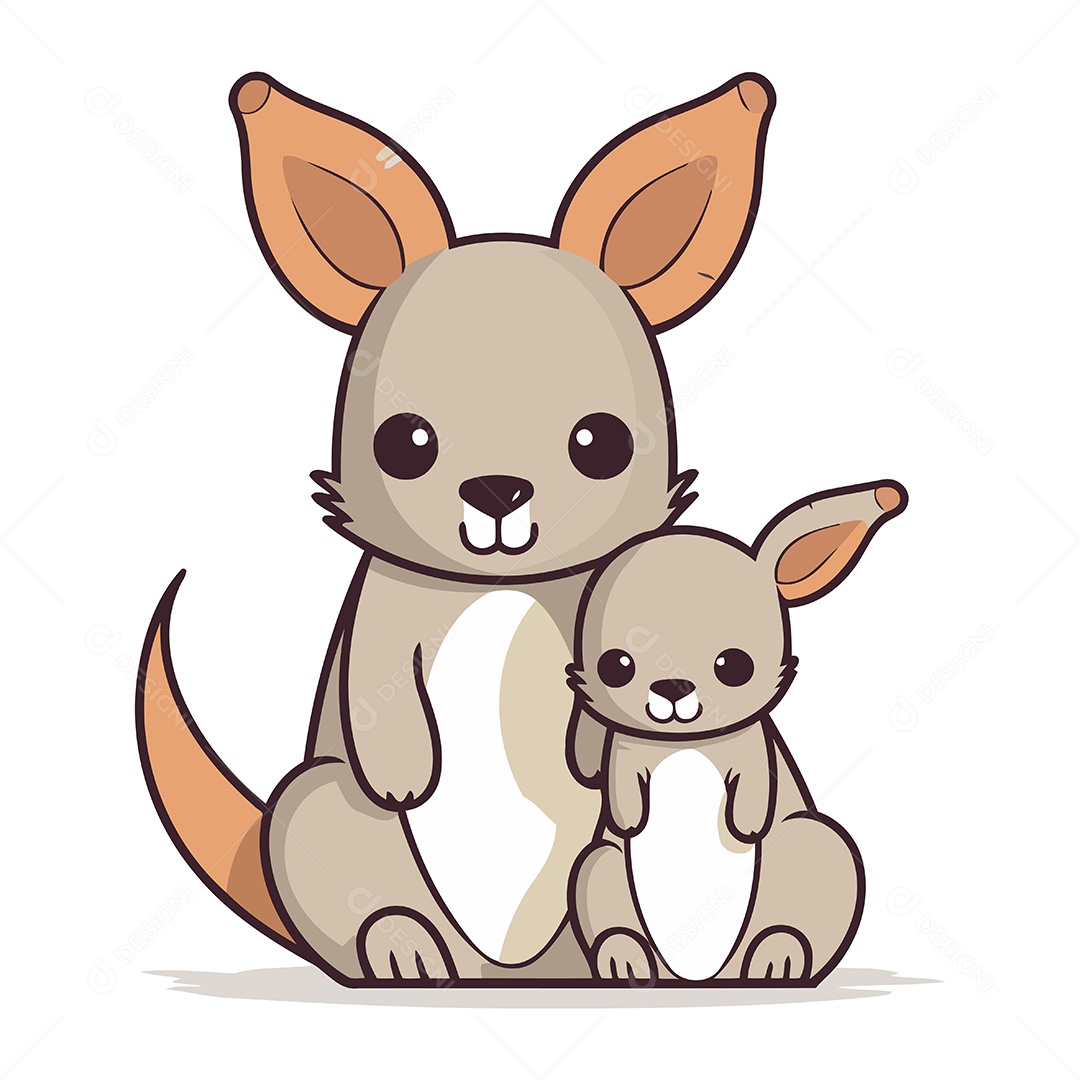 Família de Cangurus Desenho Animado Ilustração Vetor EPS