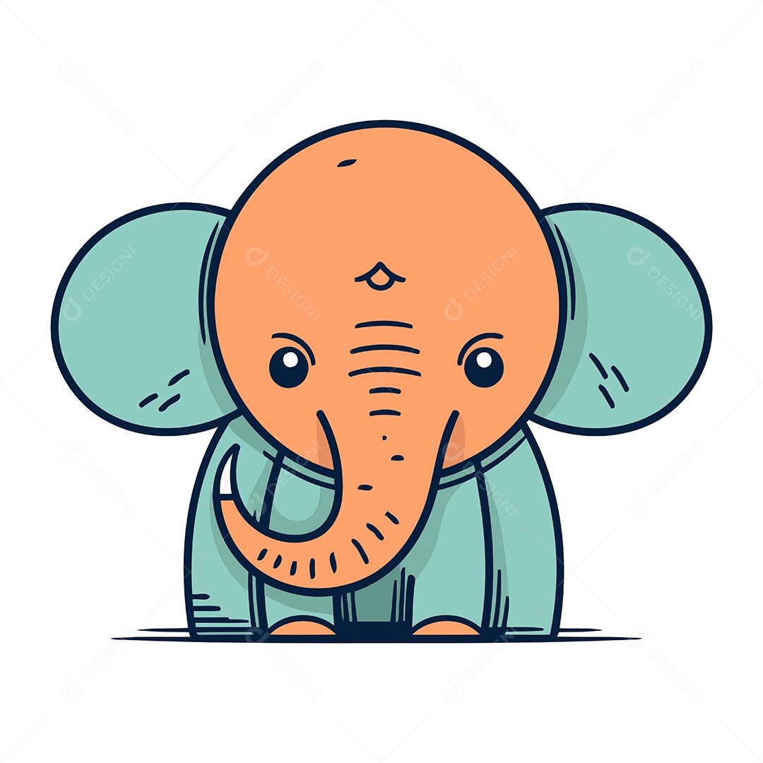 Elefante de Desenho Animado Ilustração Vetor EPS