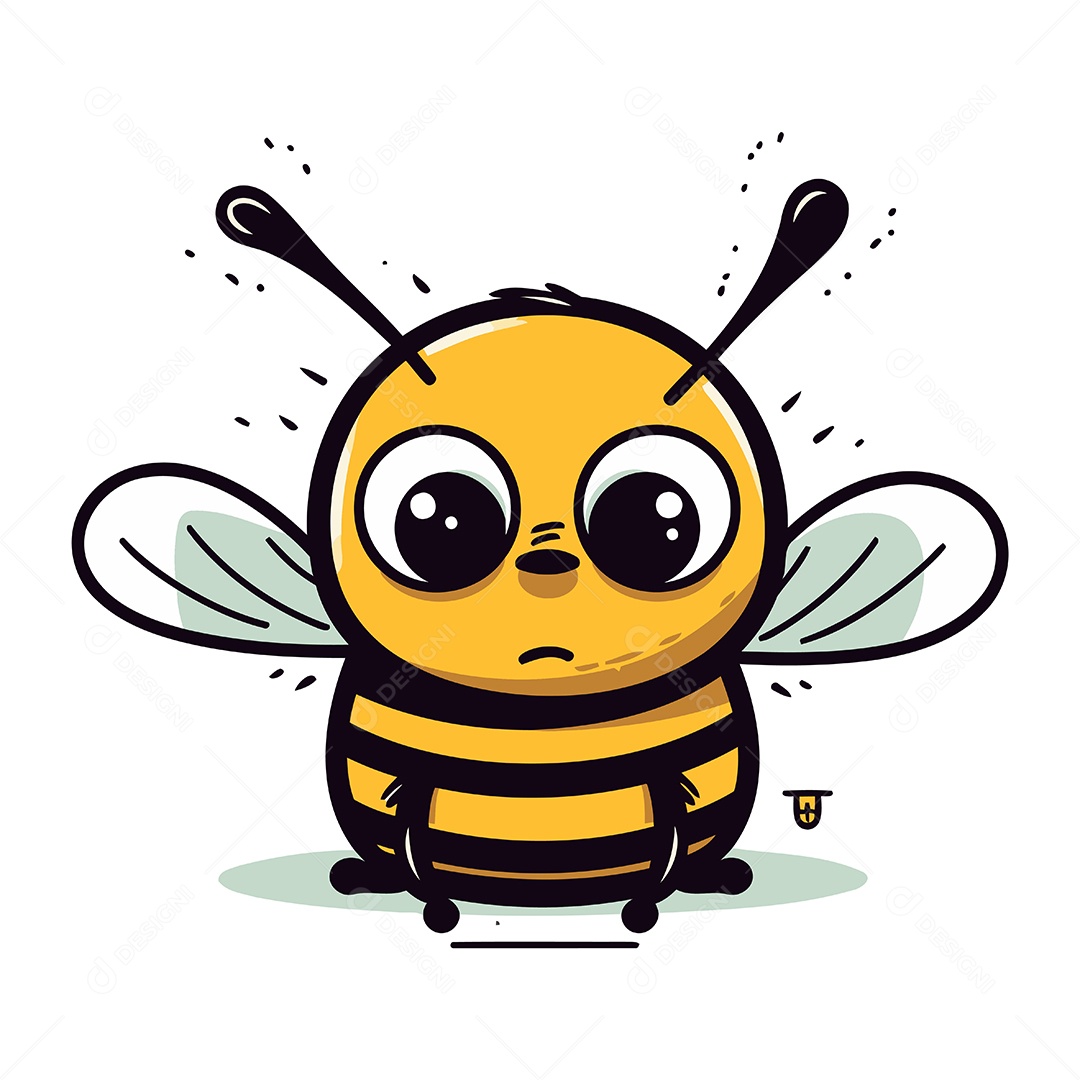 Abelha Fofa de Desenho Animado Ilustração Vetor EPS