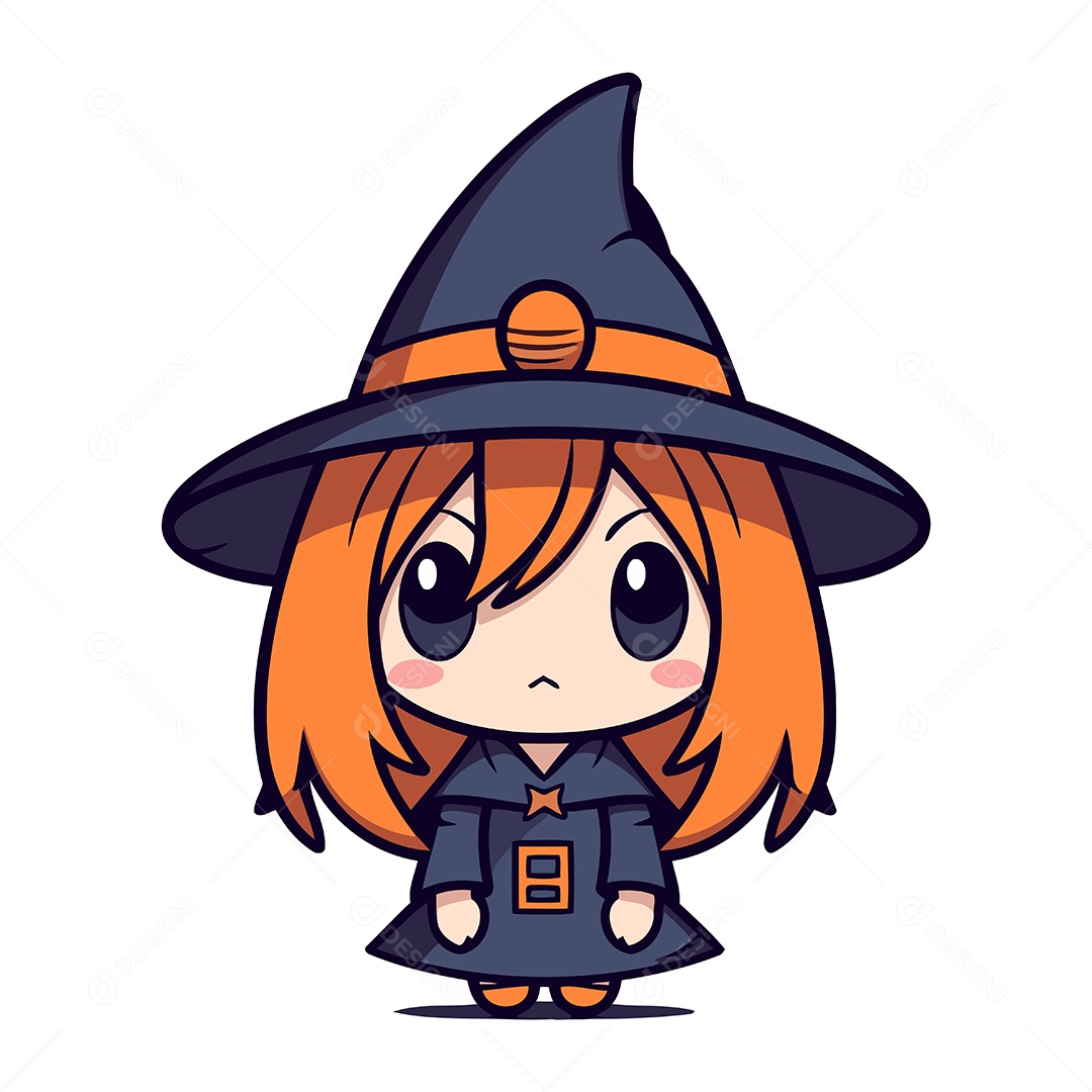 Bruxinha Fofa de Desenho Animado Ilustração Vetor EPS