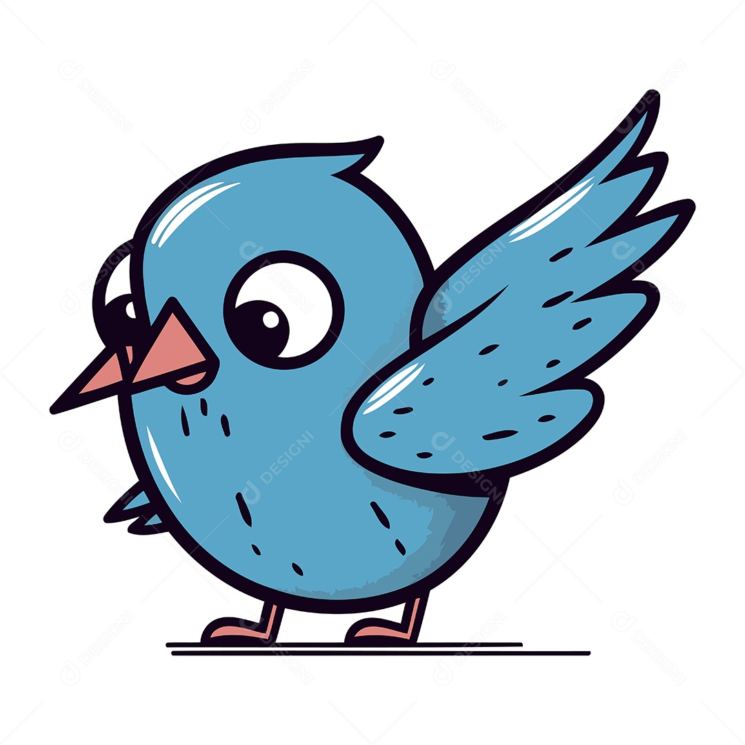 Pássaro Azul de Desenho Animado Ilustração Vetor EPS