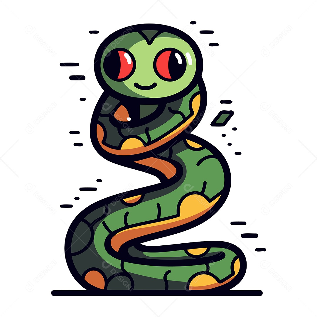 Cobra Fofa de Desenho Animado Ilustração Vetor EPS