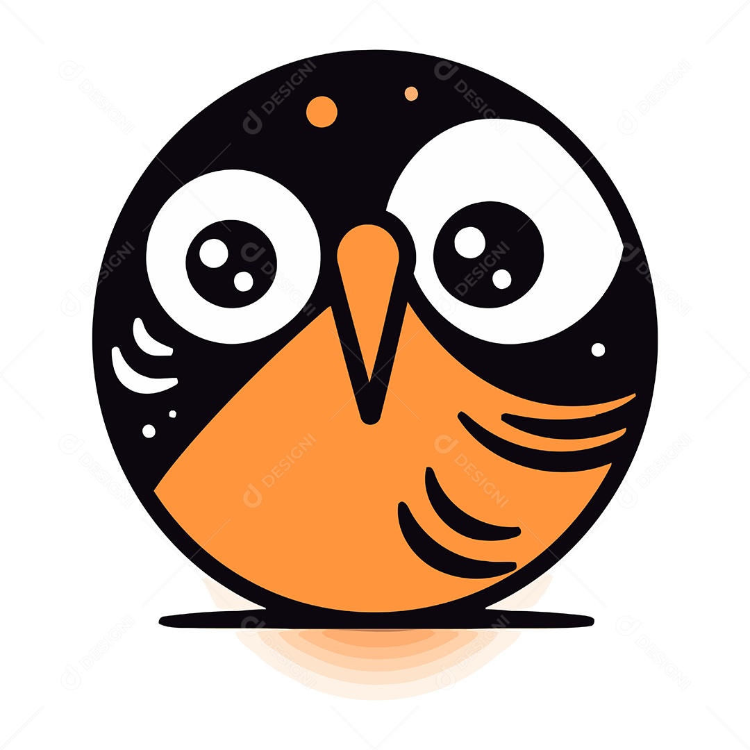 Pássaro Preto e Laranja Fofo Ilustração Vetor EPS