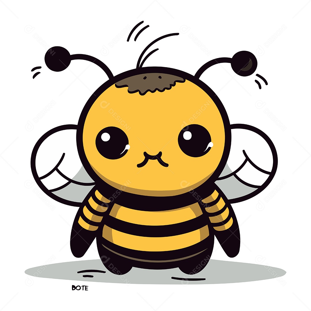 Abelha Fofa de Desenho Animado Ilustração Vetor EPS
