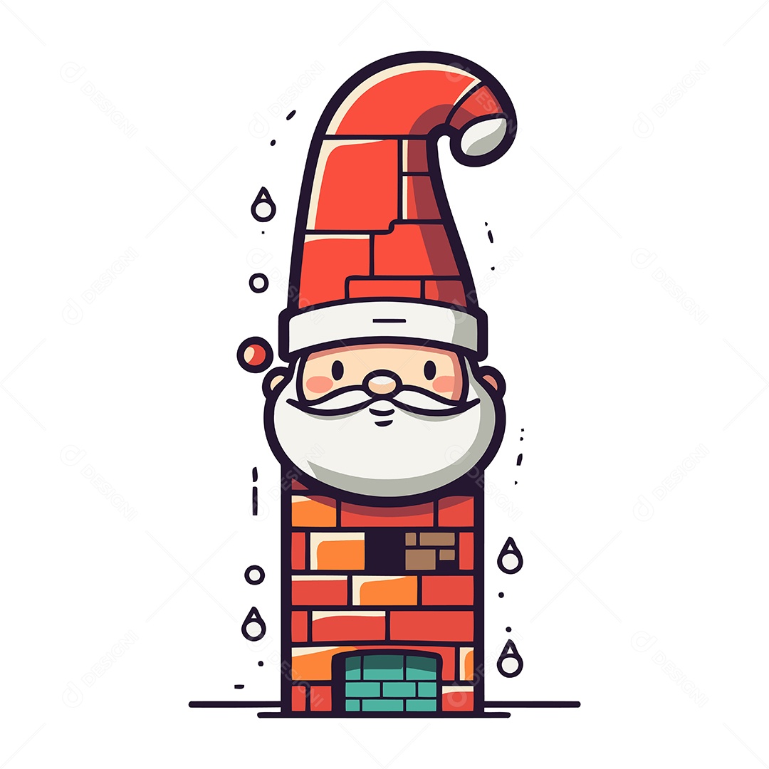 Papai Noel na Chaminé de Desenho Animado Ilustração Vetor EPS