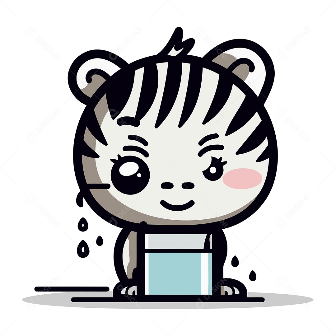 Zebra Fofa de Desenho Animado Ilustração Vetor EPS