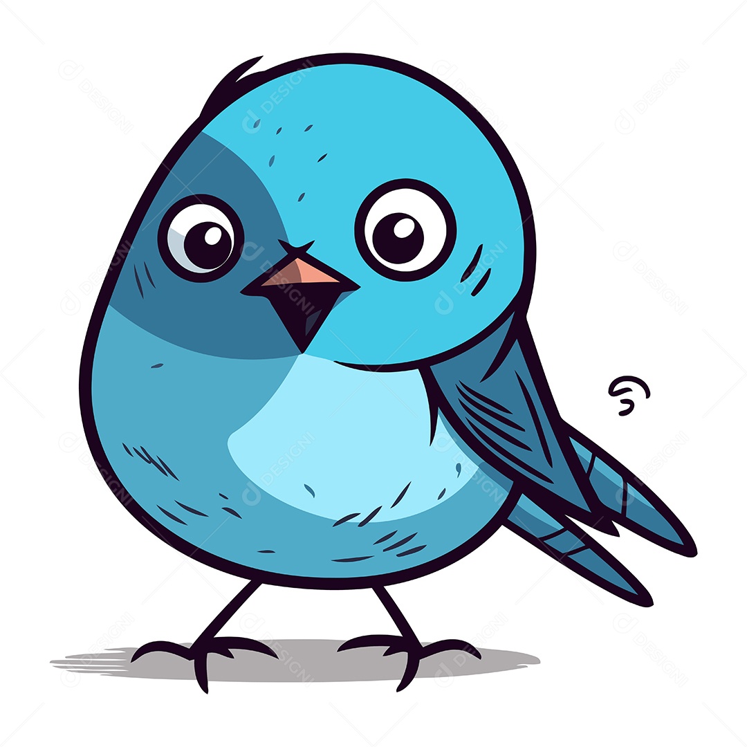 Pássaro Azul de Desenho Animado Ilustração Vetor EPS