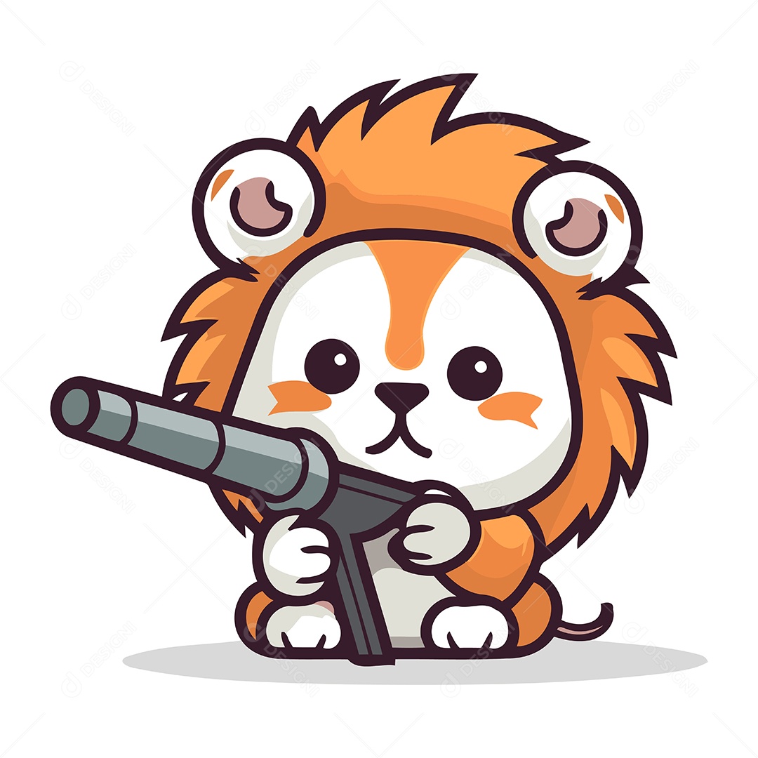 Leão de Desenho Animado Ilustração Vetor EPS