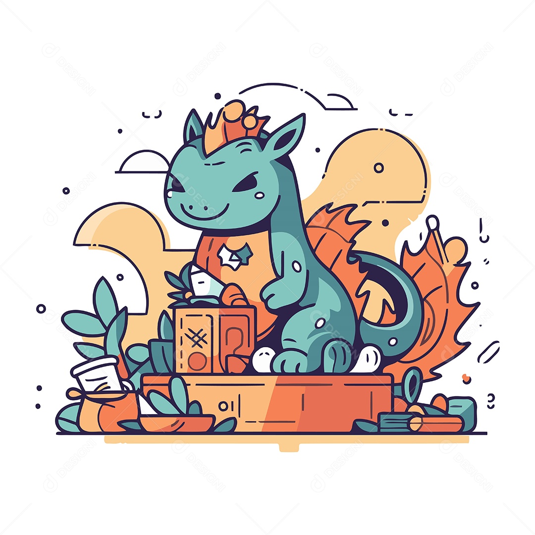 Dragão de Desenho Animado Ilustração Vetor EPS