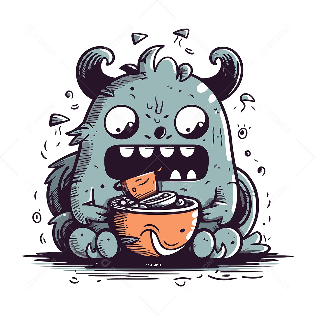 Monstro de Desenho Animado Ilustração Vetor EPS