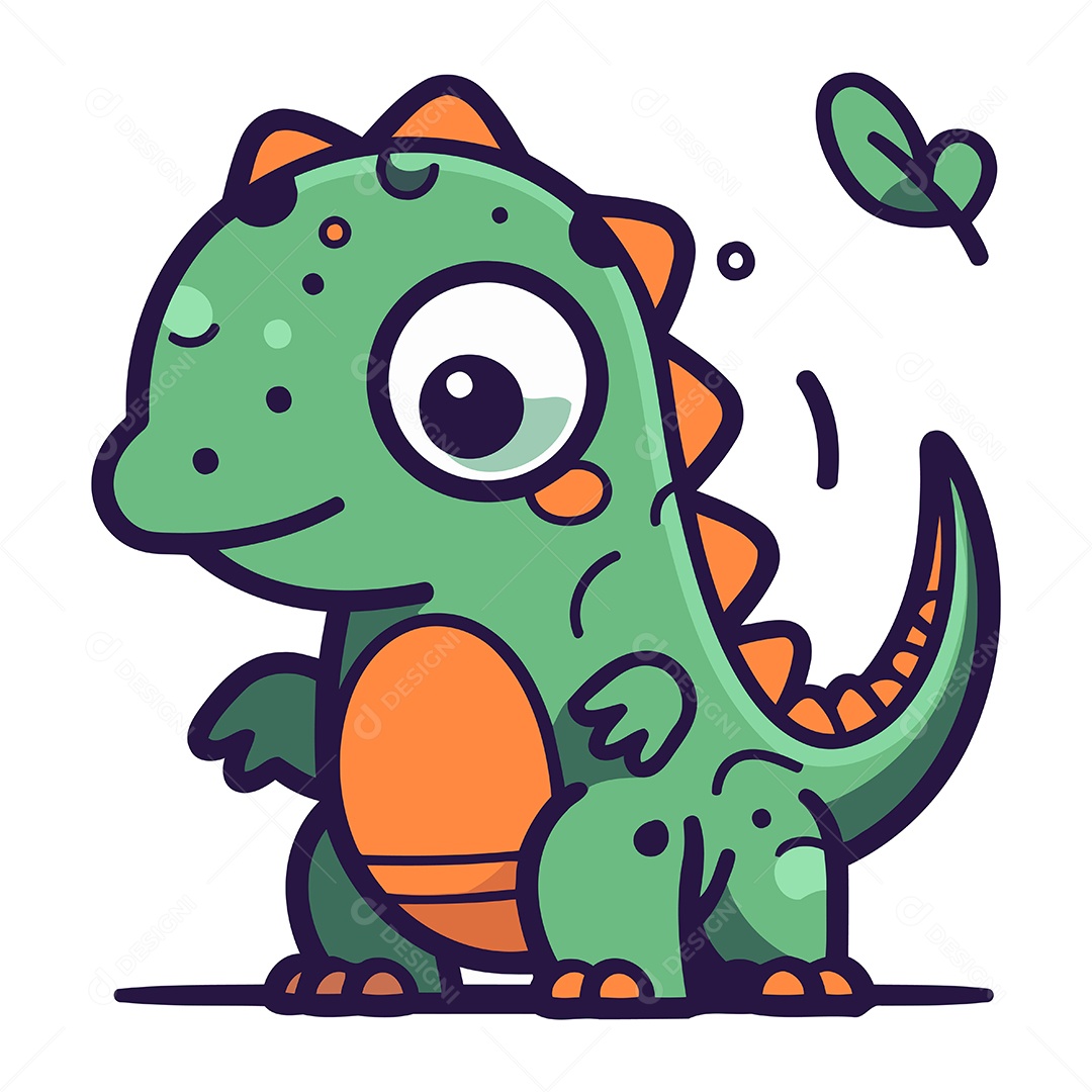 Dinossauro Fofo de Desenho Animado Ilustração Vetor EPS