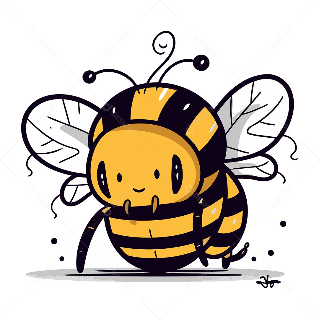 Abelha Fofa de Desenho Animado Ilustração Vetor EPS