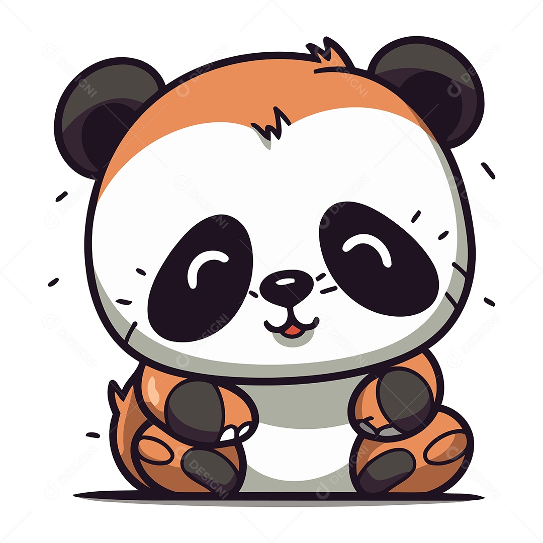Panda Fofo de Desenho Animado Ilustração Vetor EPS