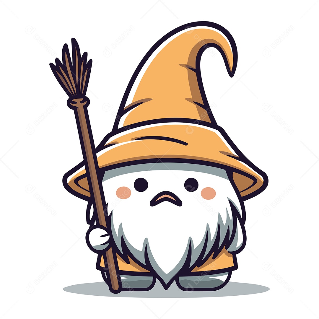 Gnomo Bruxo de Desenho Animado Ilustração Vetor EPS