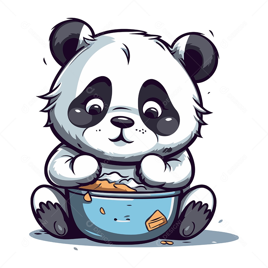 Panda Fofo de Desenho Animado Ilustração Vetor EPS