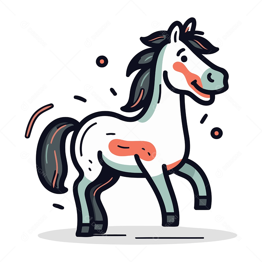 Cavalo de Desenho Animado Ilustração Vetor EPS