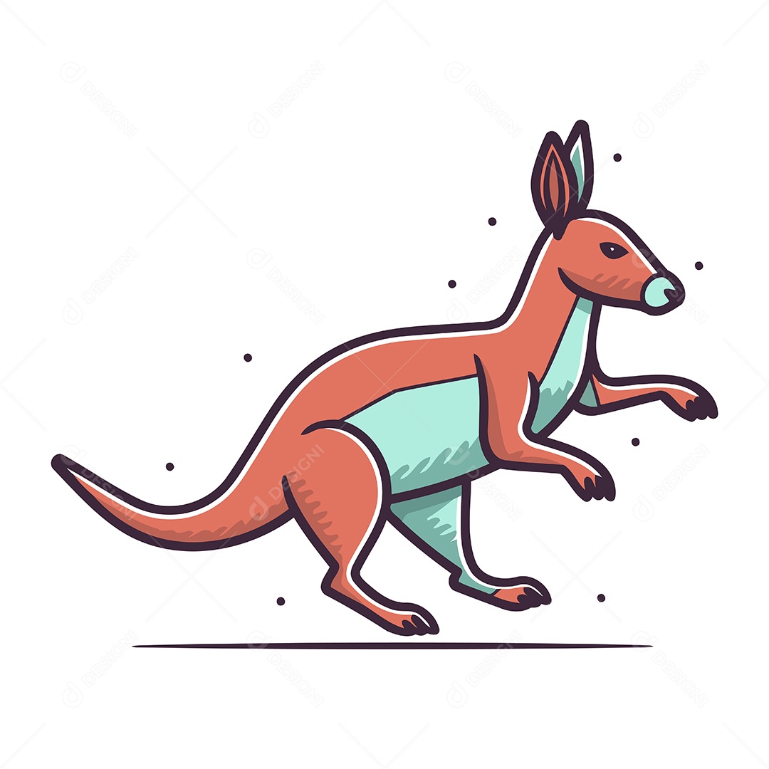 Canguru de Desenho Animado Ilustração Vetor EPS