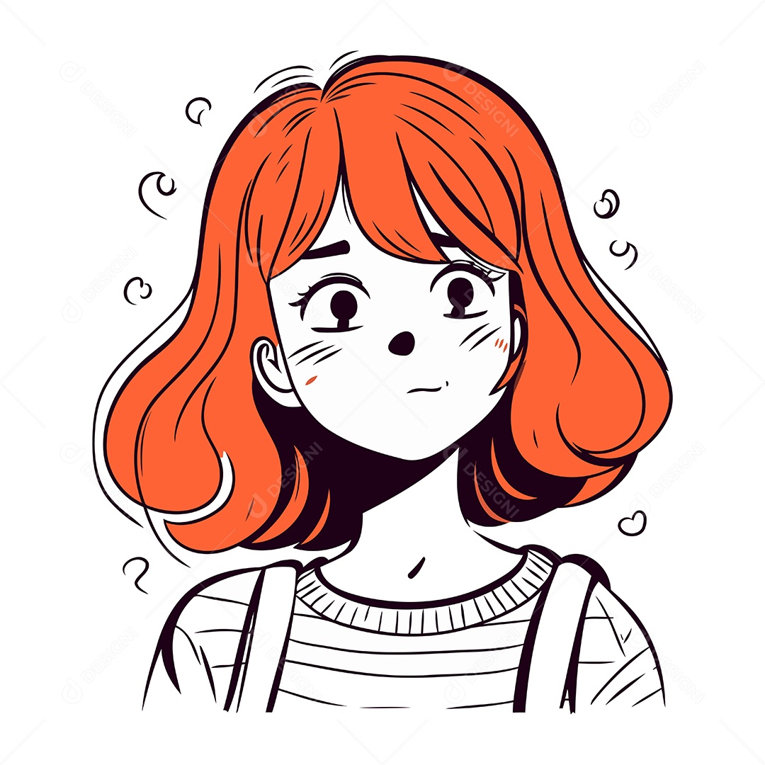 Garota Ruiva de Desenho Animado Ilustração Vetor EPS