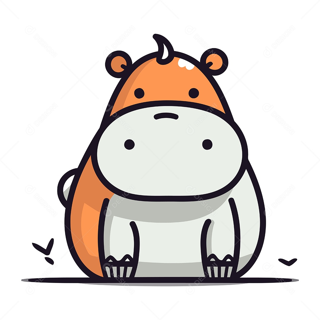 Hipopótamo Fofo de Desenho Animado Ilustração Vetor EPS