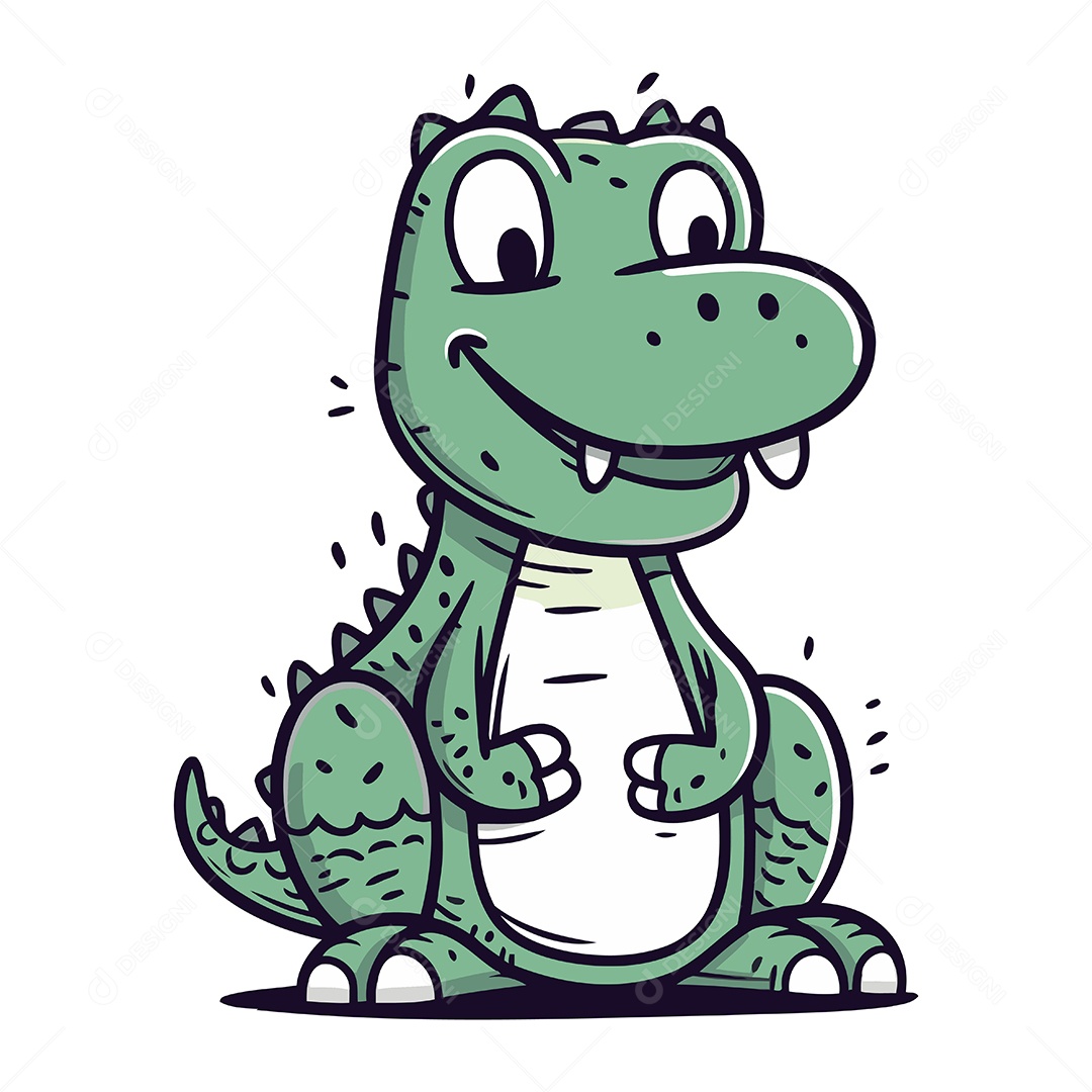 Crocodilo Fofo de Desenho Animado Ilustração Vetor EPS