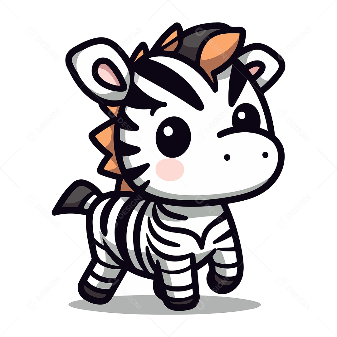Zebra Fofa de Desenho Animado Ilustração Vetor EPS