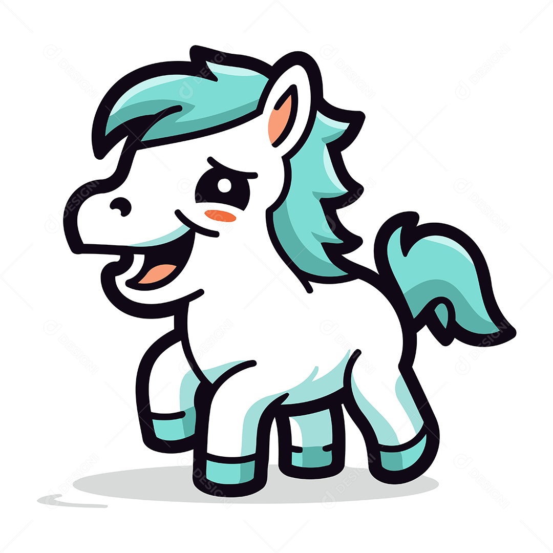 Cavalo Fofo de Desenho Animado Ilustração Vetor EPS