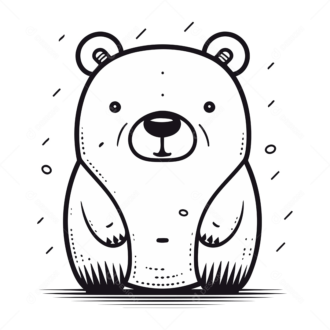 Urso Fofo de Desenho Animado Ilustração Vetor EPS