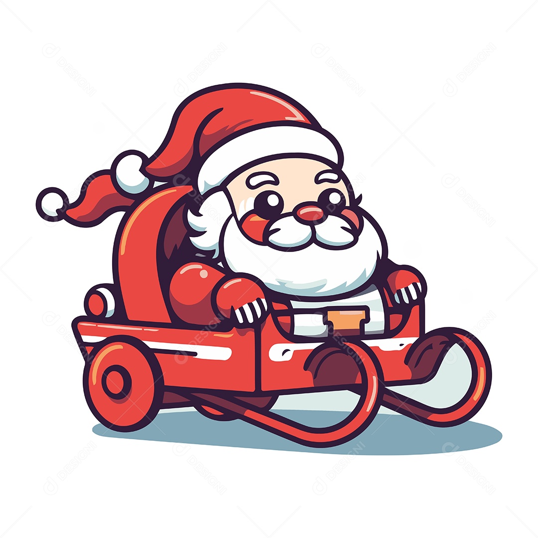 Papai Noel Andando em um Trenó Ilustração Vetor EPS