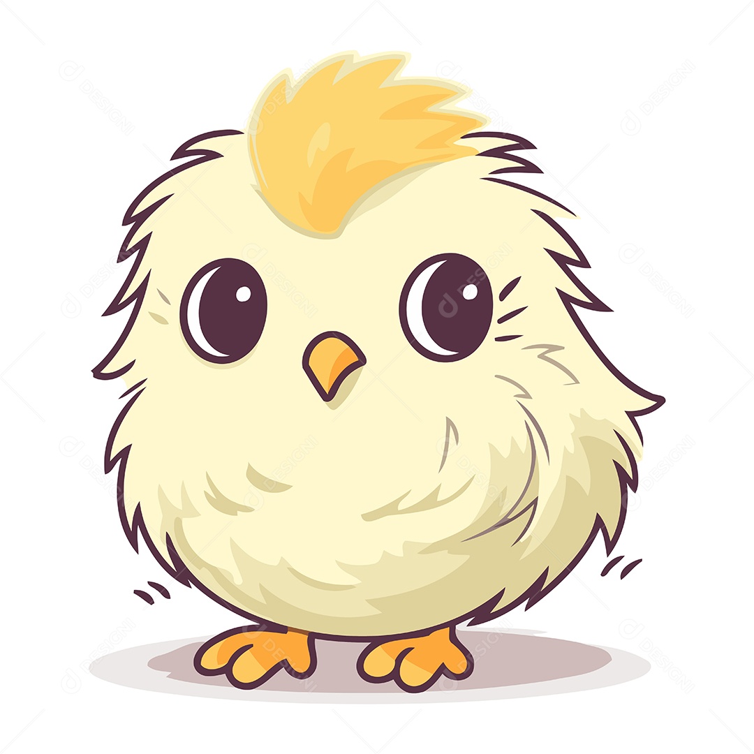 Pintinho Fofo de Desenho Animado Ilustração Vetor EPS