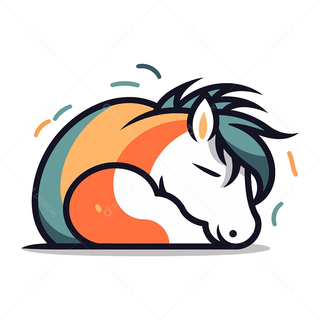Cavalo Fofo Dormindo Ilustração Vetor EPS