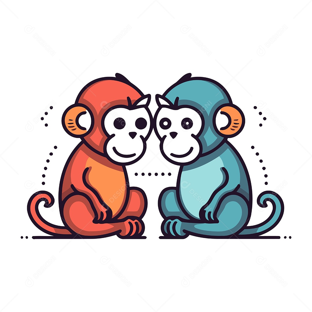 Macacos de Desenho Animado Ilustração Vetor EPS