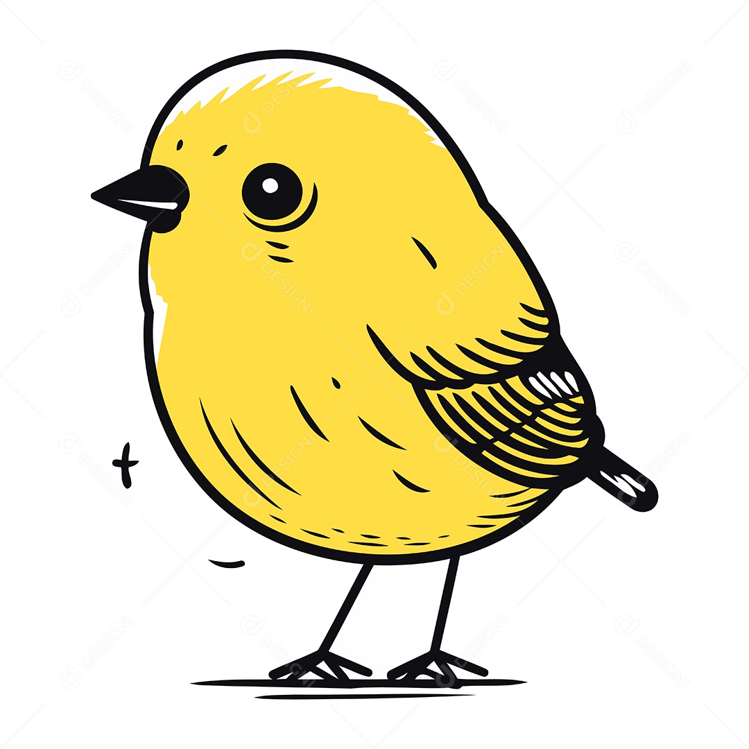 Passarinho Amarelo Fofo Ilustração Vetor EPS