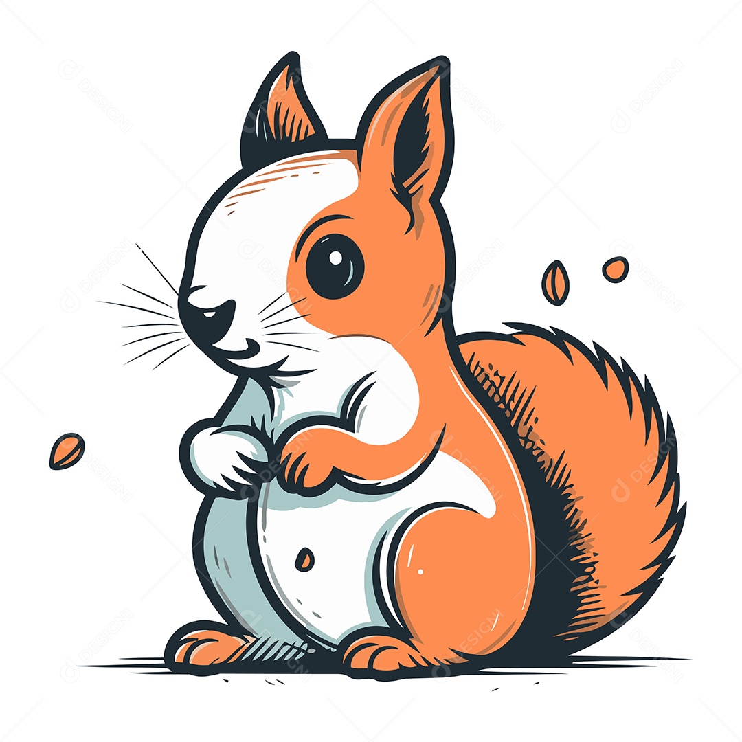 Esquilo Fofo de Desenho Animado Ilustração Vetor EPS