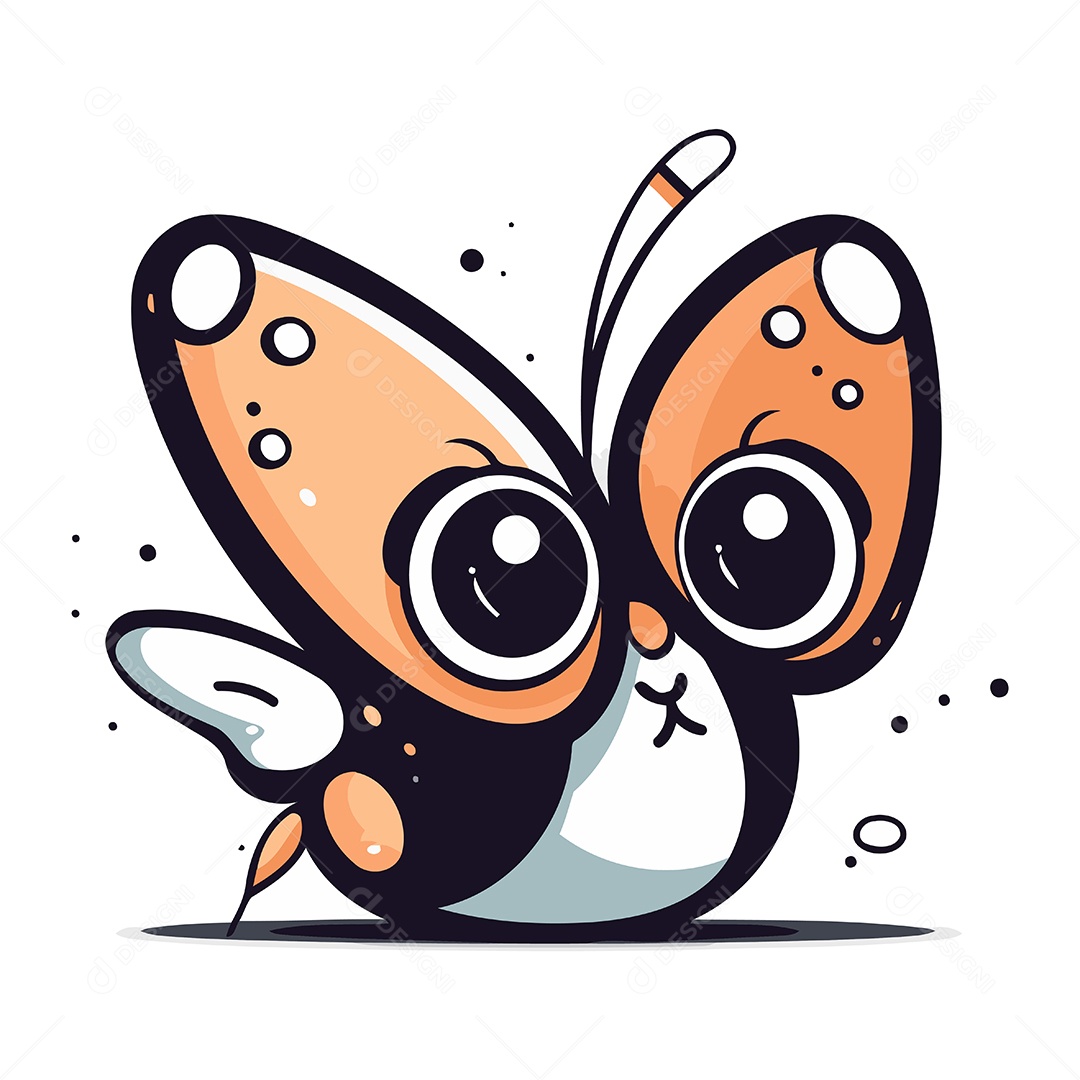 Borboleta de Desenho Animado Ilustração Vetor EPS