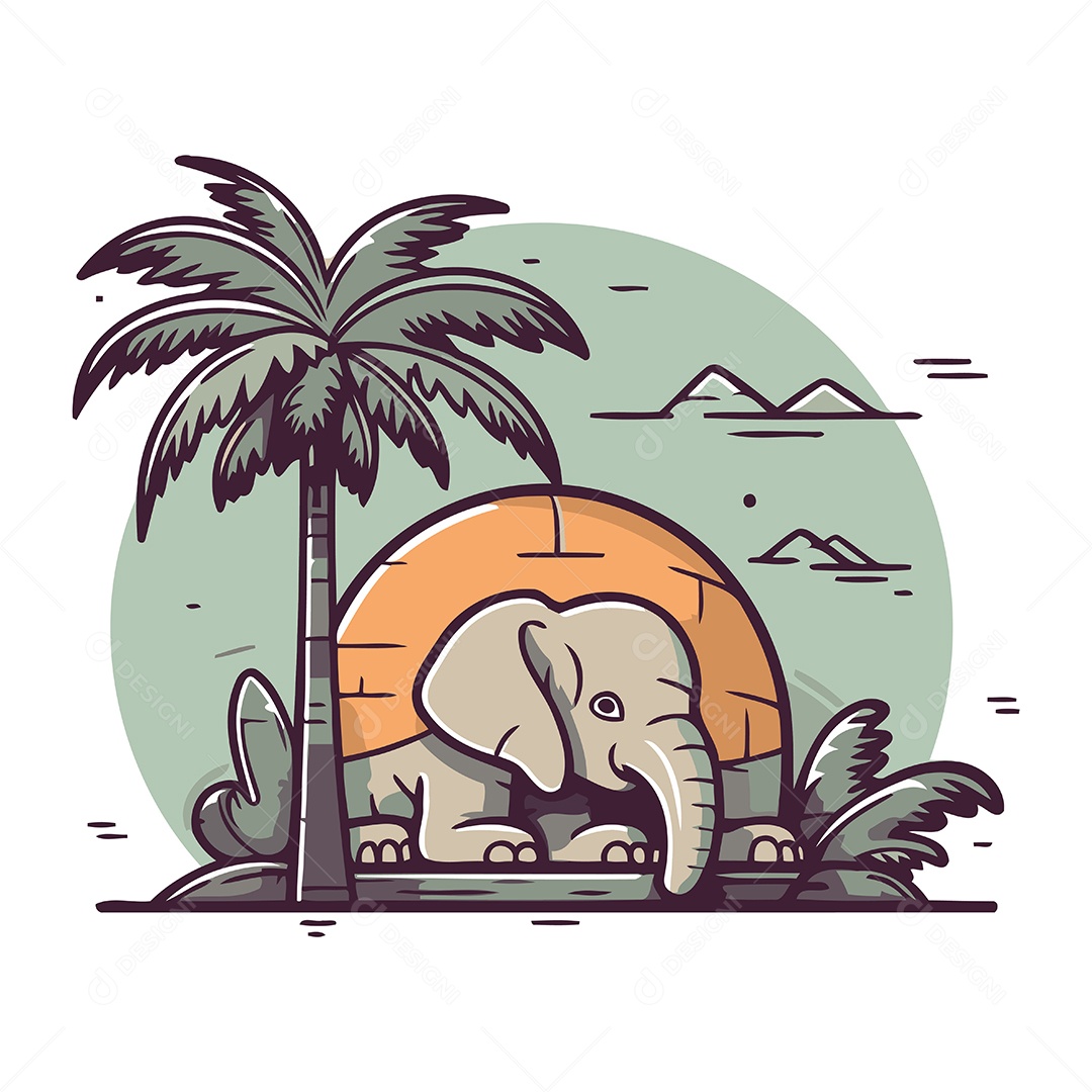 Elefante de Desenho Animado Ilustração Vetor EPS