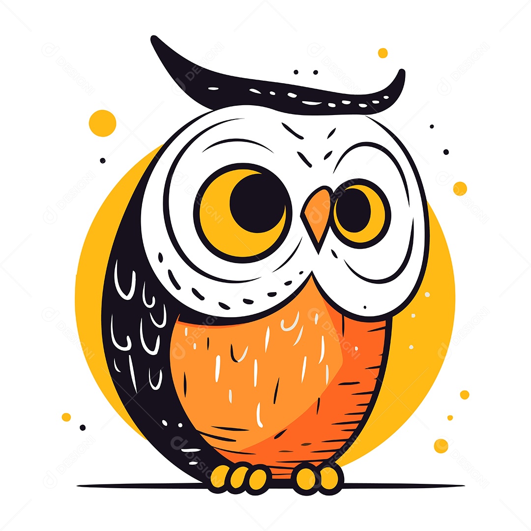Coruja de Desenho Animado Fofa Ilustração Vetor EPS