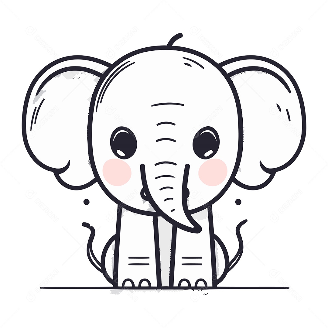 Elefante Fofo de Desenho Animado Ilustração Vetor EPS