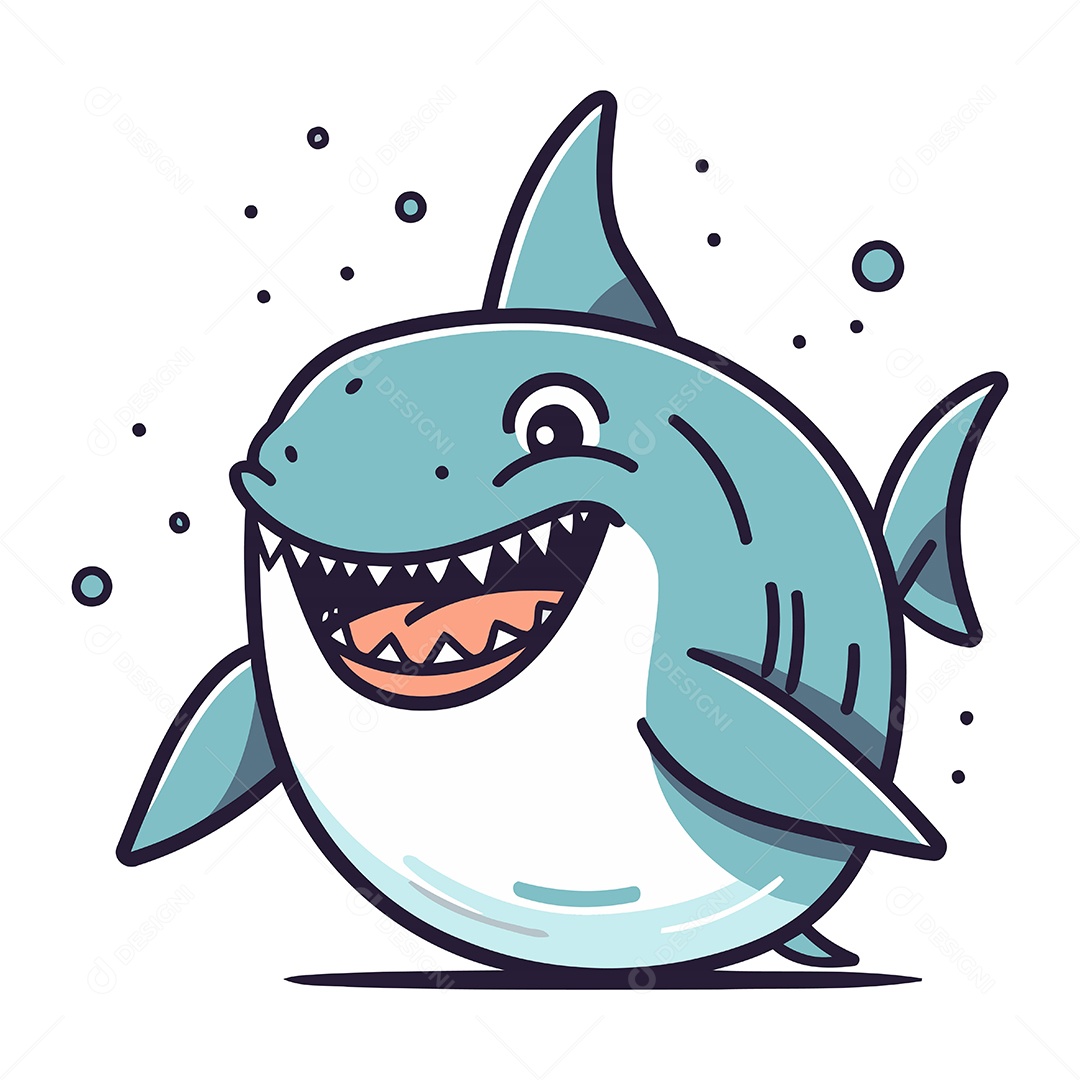 Tubarão de Desenho Animado Ilustração Vetor EPS